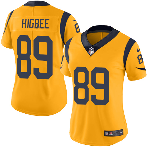 Women's Limited Tyler Higbee Nike Jersey Gold - #89 Rush NFL Los Angeles Rams